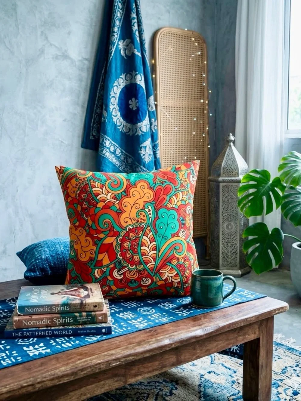 Vibrant Multi-Color Floral Swirl Decorative Pillow Cover - Home Holiday 20”